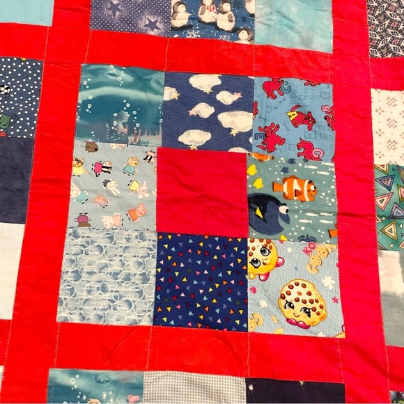 Patchwork Quilt Homemade Smurfs Little Mermaid Clifford - Picture 6 of 16